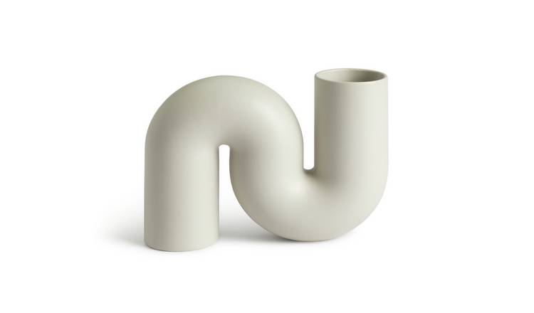 Habitat Ceramic Matt 'S' Shaped Vase - Cream
