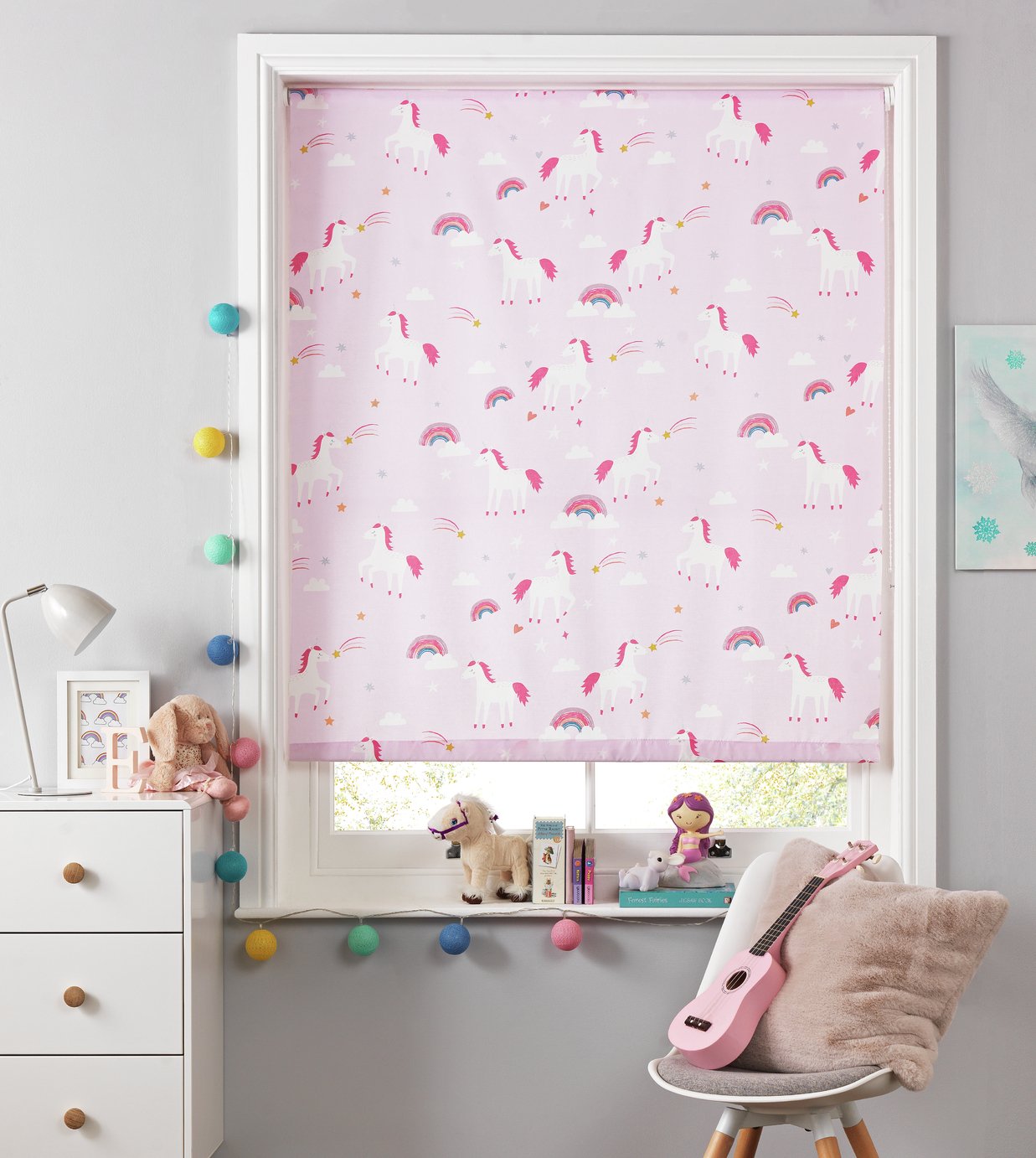 Argos Home Unicorn Blackout Roller Blind - 4ft