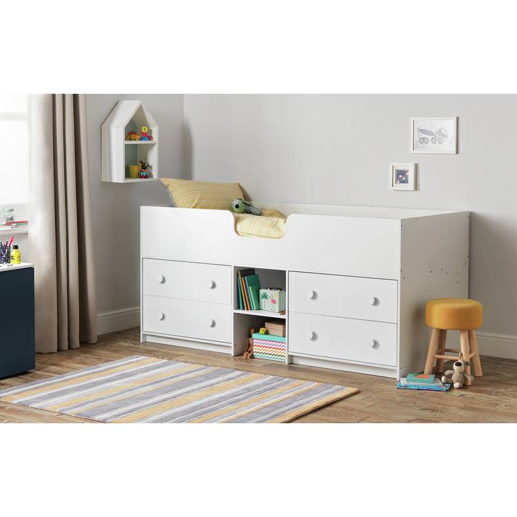 Habitat Jackson Storage Mid Sleeper Bed & Mattress - White 0