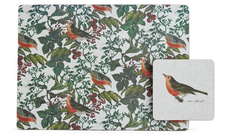 Argos Home Set of 4 Robin Placemats and Coasters