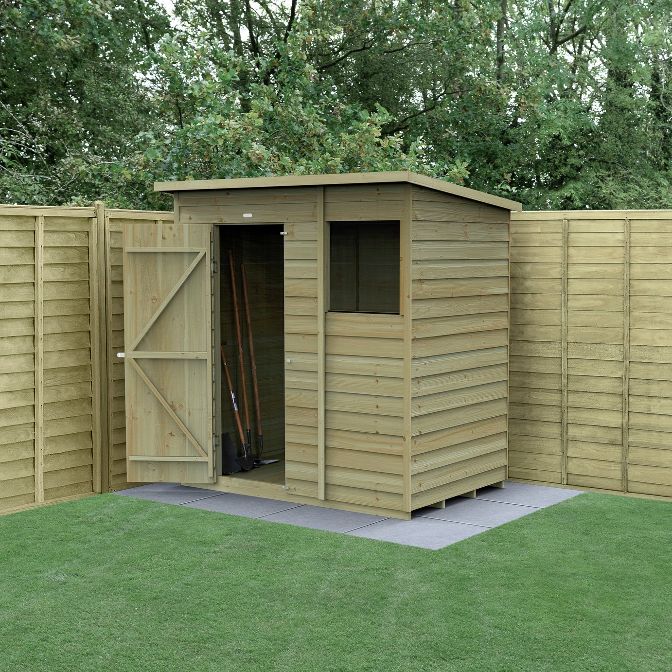 Forest Garden Overlap Dip Treated Pent Shed - 6 x 4ft