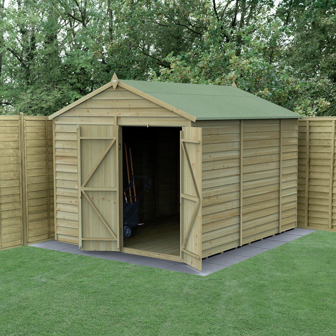 Forest Garden Overlap Apex Windowless Shed - 10 x 8ft