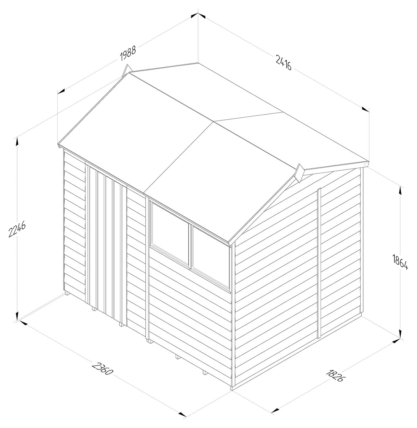 Forest Garden Overlap Reverse Shed - 8 x 6ft