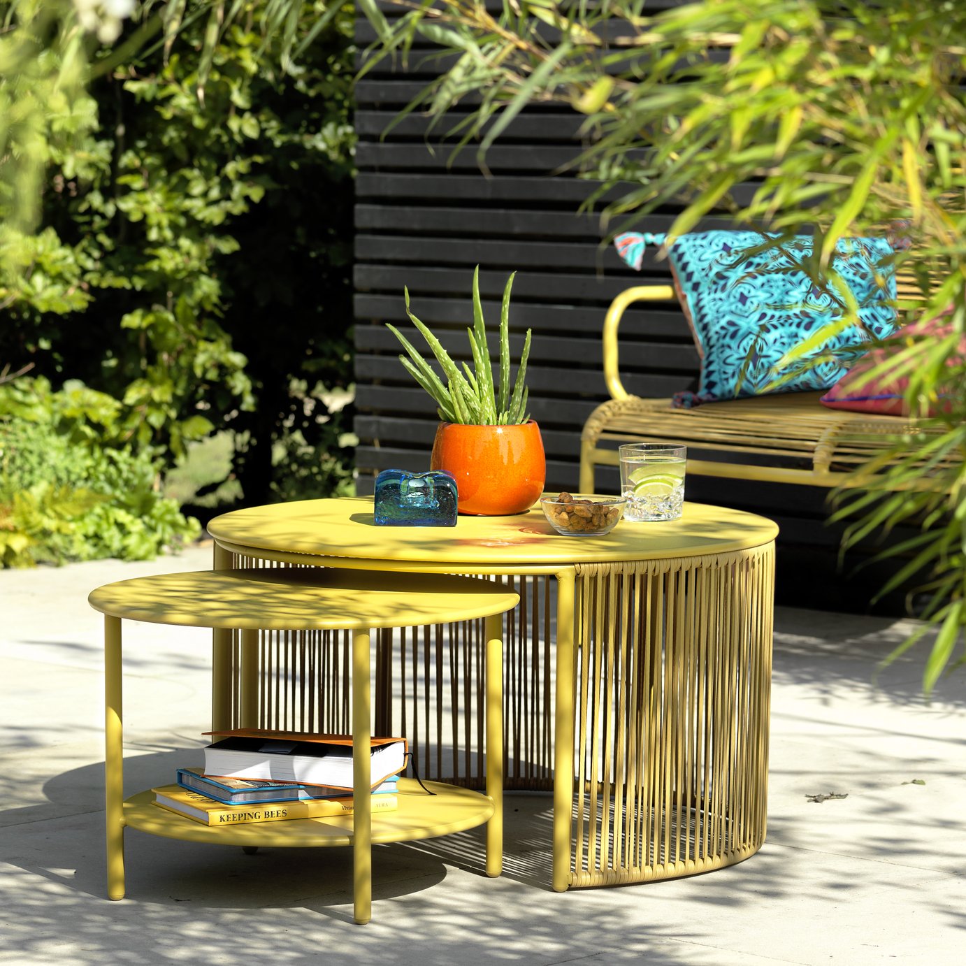 Habitat Ipanema Metal Garden Coffee Table - Yellow