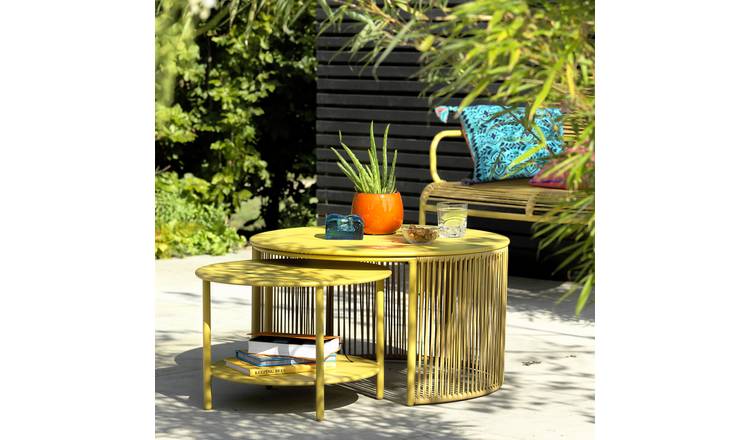 Yellow round coffee deals table