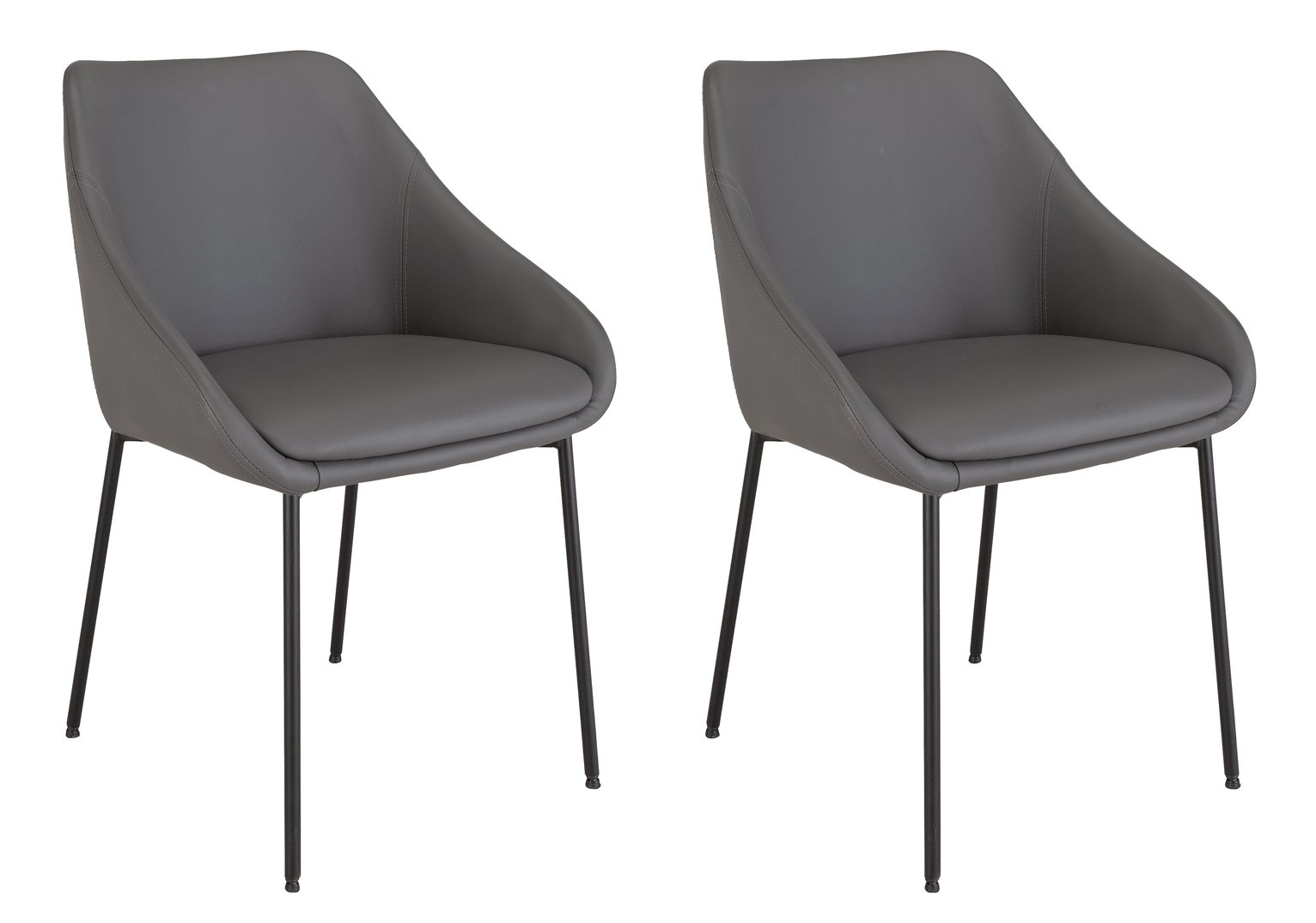 Argos Home Kanso Pair of Faux Leather Dining Chairs - Grey