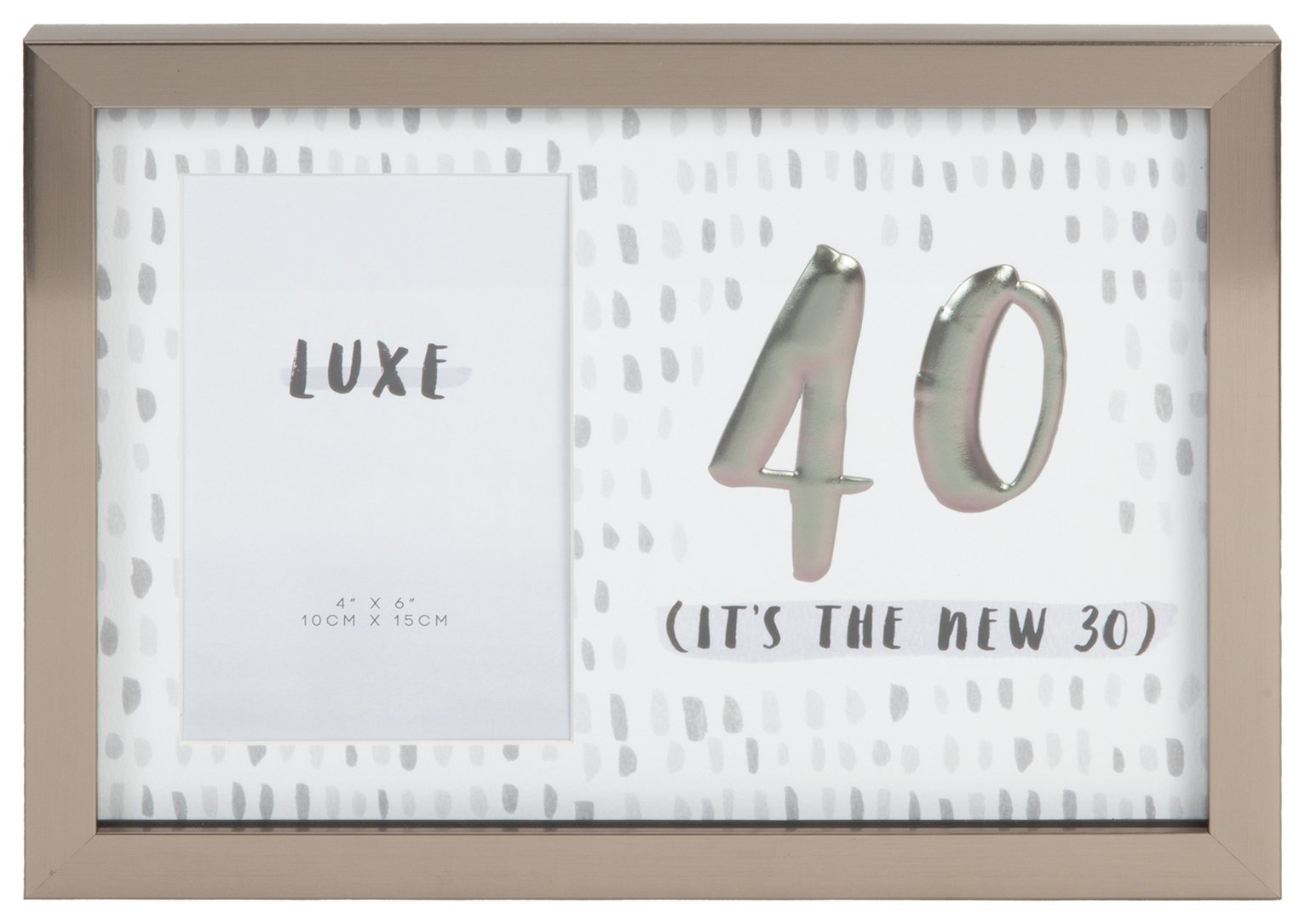 Hotchpotch Luxe 40th Birthday Photo Frame - Grey