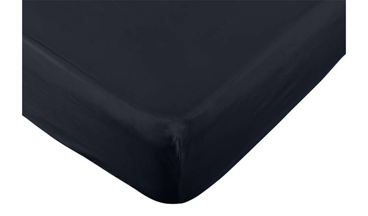 Habitat Pure Cotton 200TC Navy Fitted Sheet - Superking