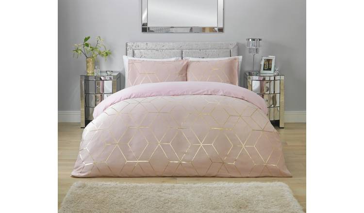 Buy Argos Home Blush Jacquard Geo Bedding Set Kingsize