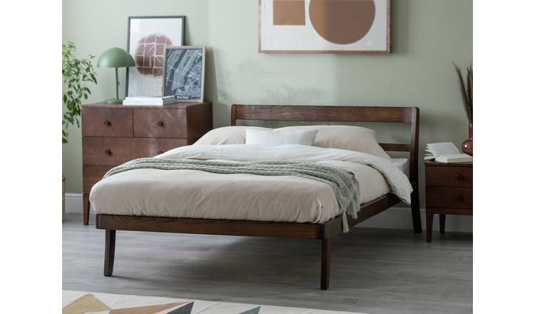 Walnut mid deals century bed frame