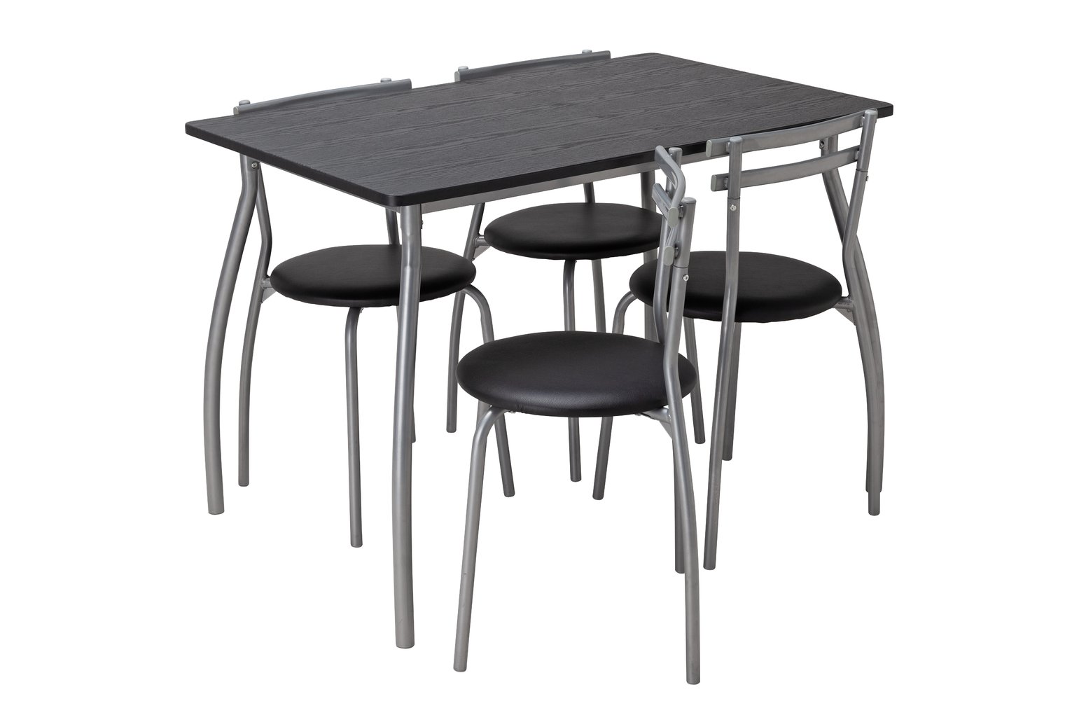 Argos Home Leon Black Dining Table & 4 Black Chairs