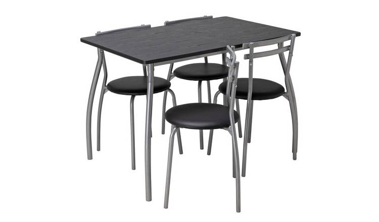 Argos Home Leon Black Dining Table & 4 Black Chairs