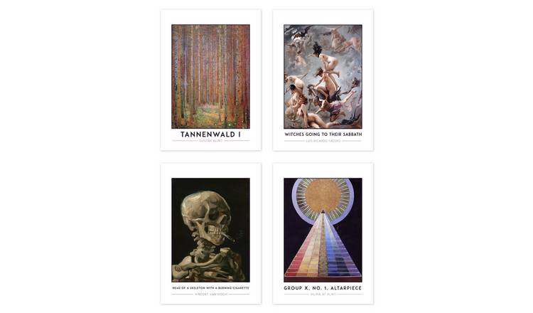 Klimt Tannenwald Falero Witches Van Gogh Skeleton Set Of 4 Art Prints – A4