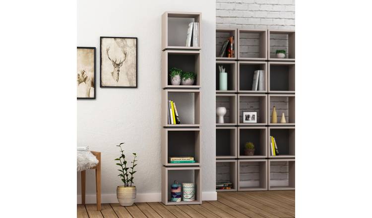 Decortie Multi Particleboard Bookcase - Mocha and Anthracite Grey