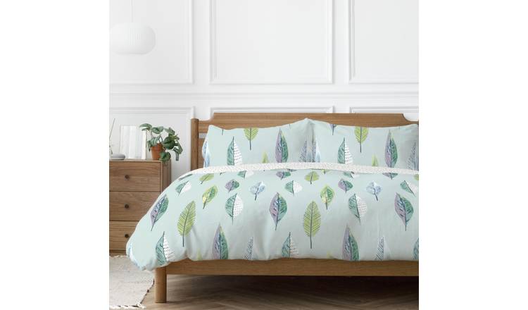 Copenhagen Home Flynn Leaf Duvet Set - Double - Duck Egg