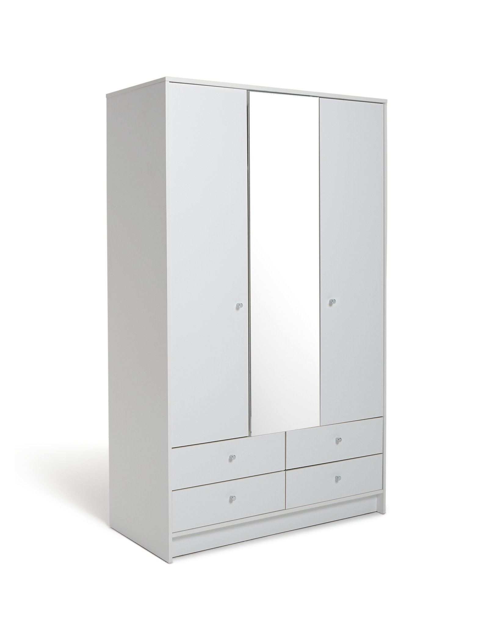 Argos Home Malibu 3 Door 4 Drawer Mirror Wardrobe - White