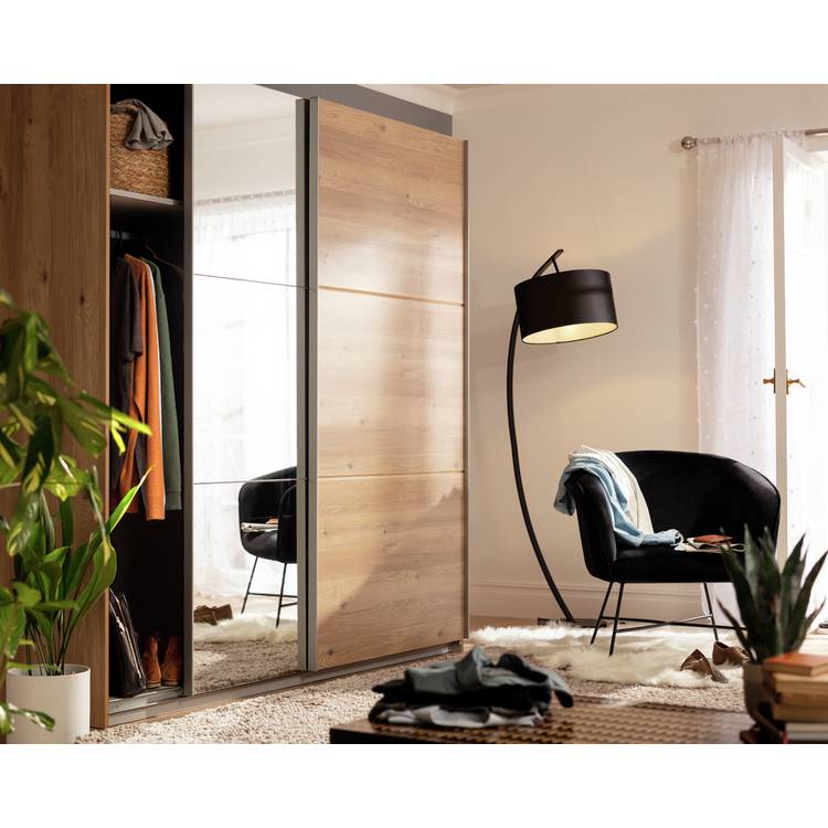 Habitat Holsted Extra Large Oak Effect & Mirror Wardrobe 0