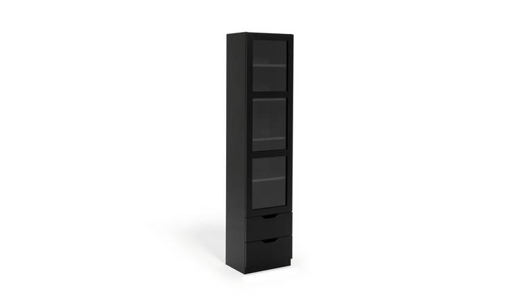 Black glass front deals cabinet