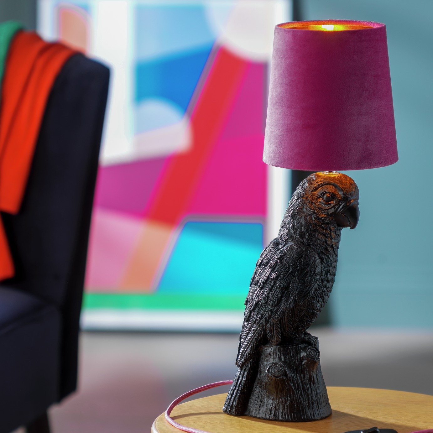 Argos Home Petunia the Parrot Table Lamp - Pink and Black