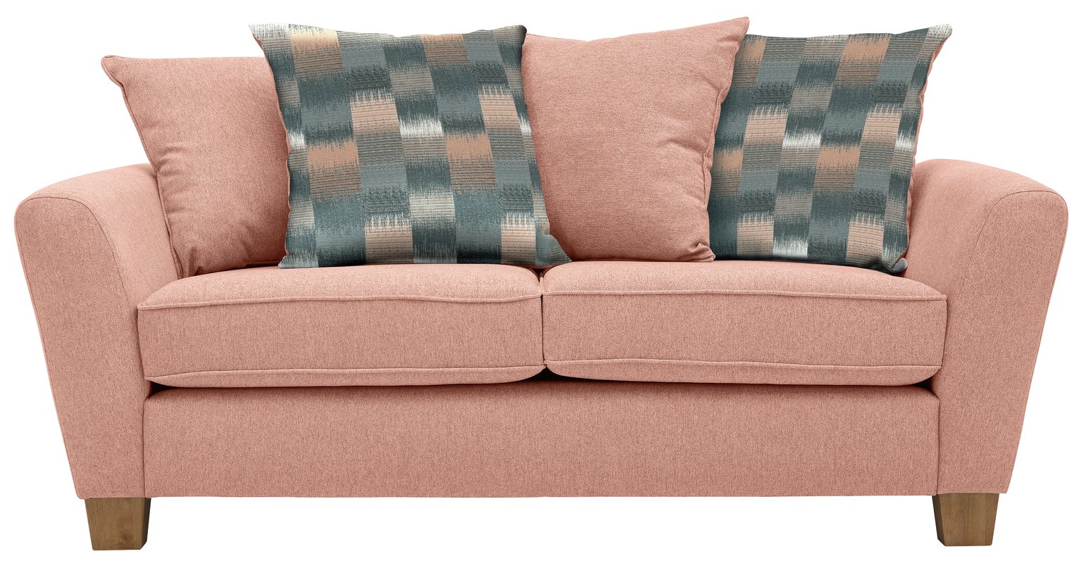 Argos Home Auria 3 Seater Fabric Sofa - Pink