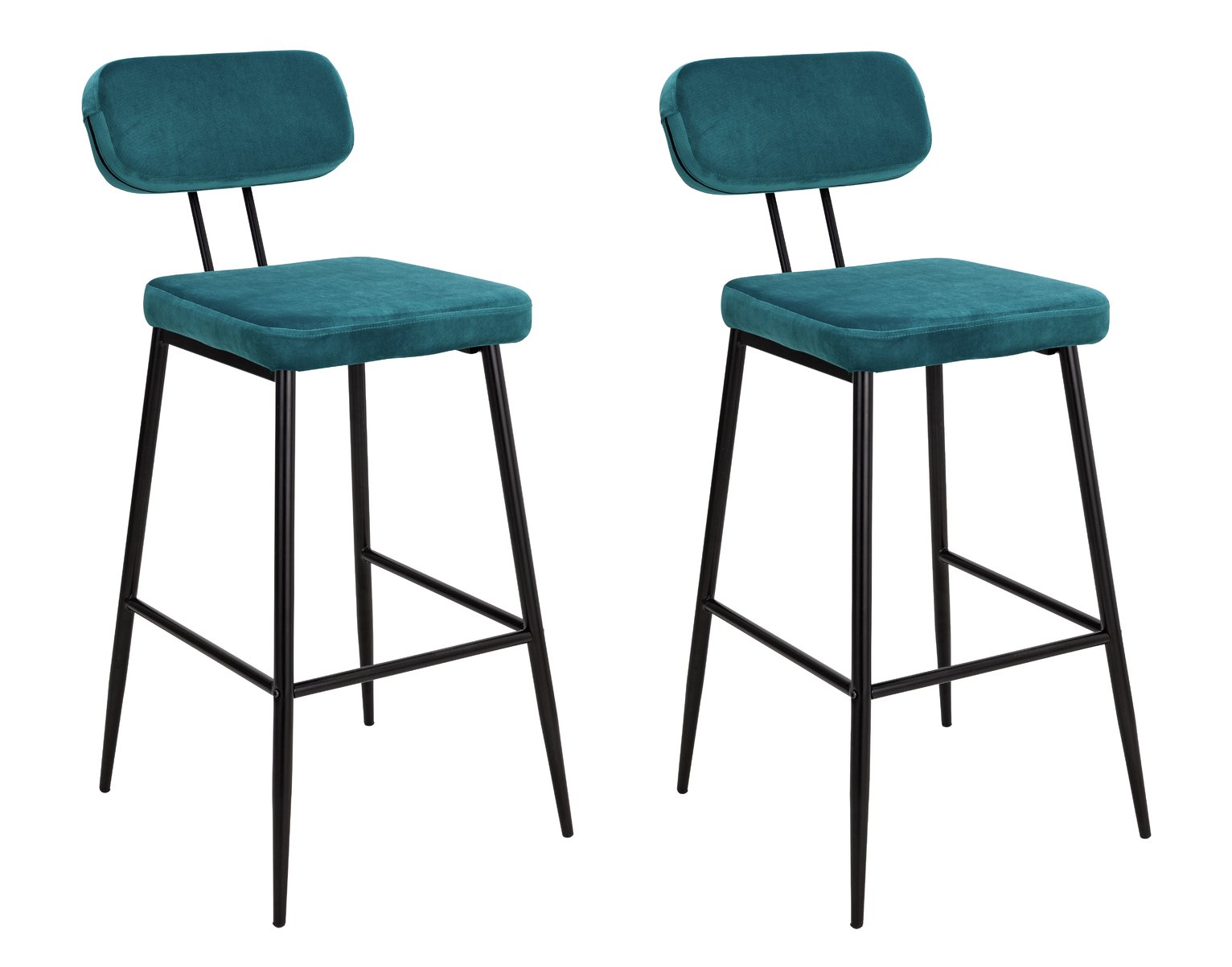 Argos Home Beatrice Pair of Velvet Bar Stools - Teal