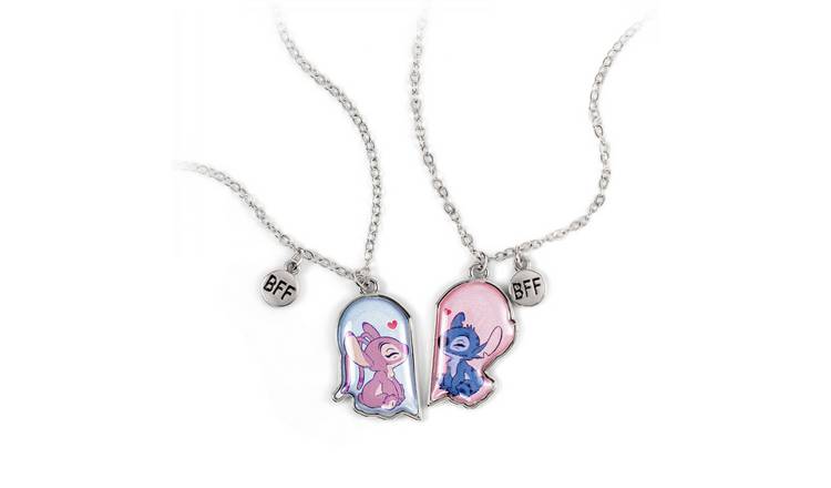 Disney Stitch and Angel BFF Heart Pendant Necklace Gift Set