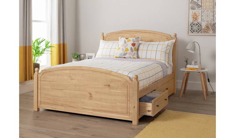 Pine king size bed with outlet storage