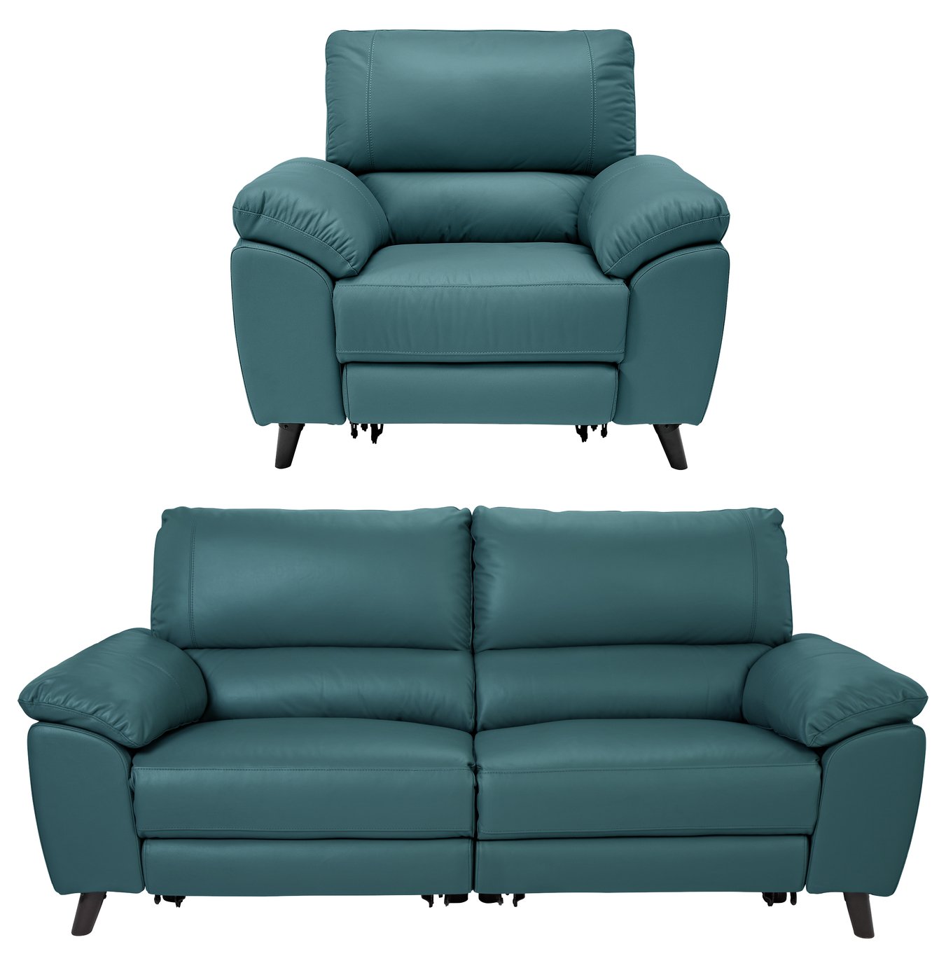 Argos Home Elliot Chair and 3 Seater Recliner Sofa - Teal