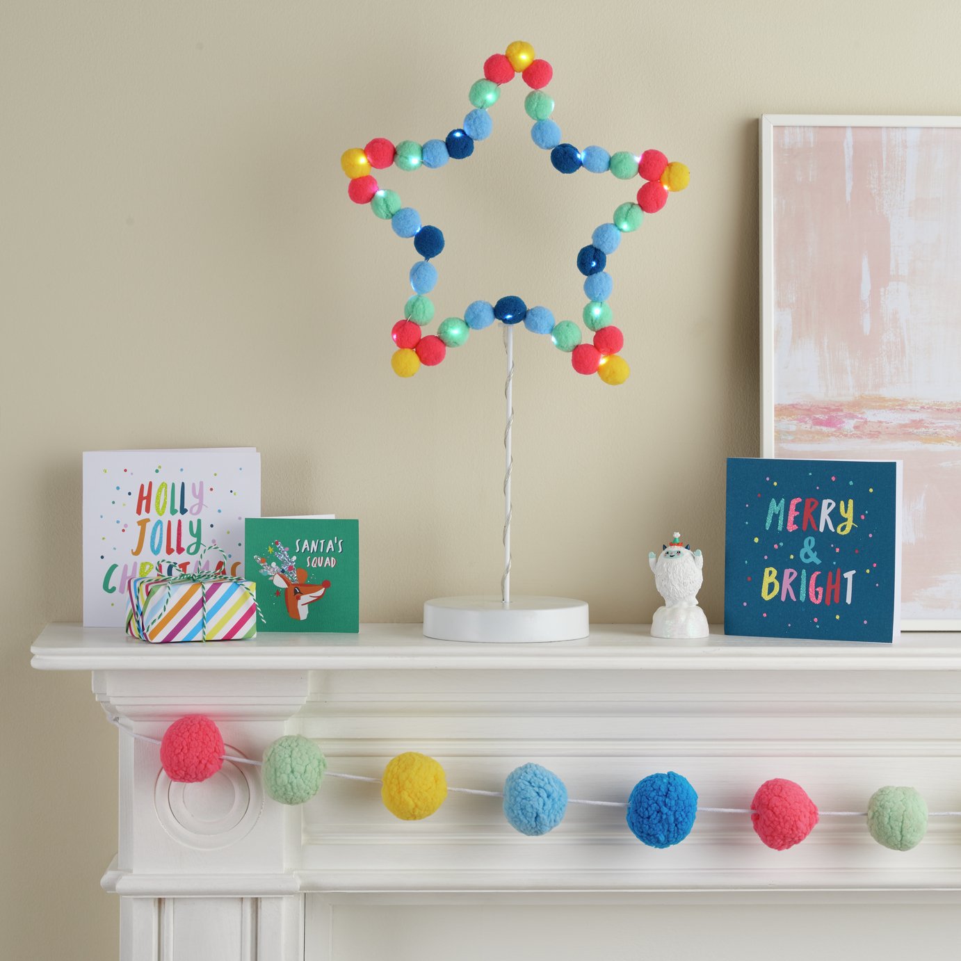 Argos Home Light Up Pom Pom Star Table Decoration