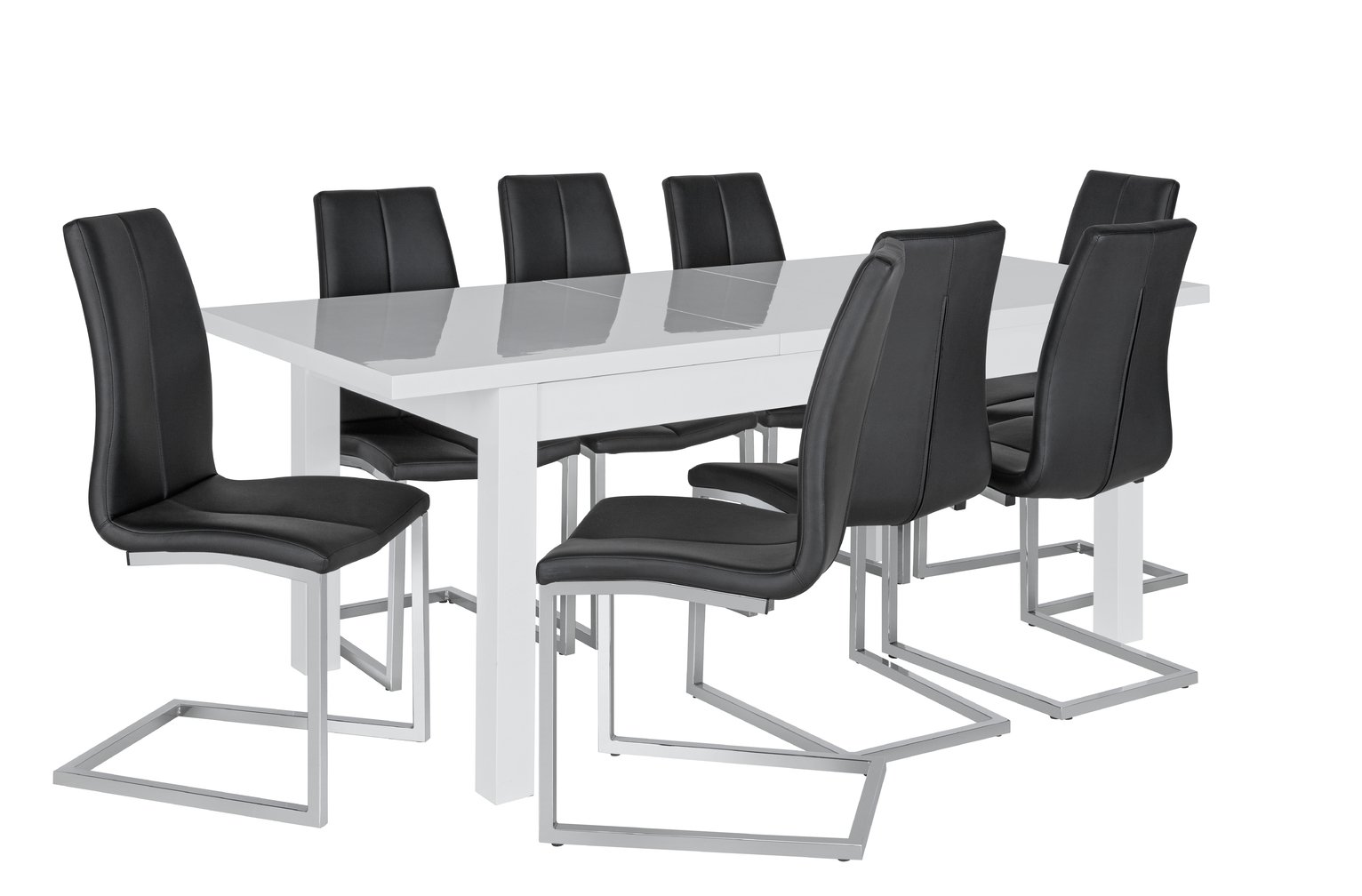 Argos Home Lyssa Extending XL Gloss Table & 8 Chairs - Black