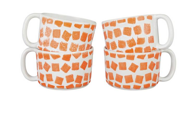 Habitat Wilma Set Of 4 Stoneware Mugs - Orange