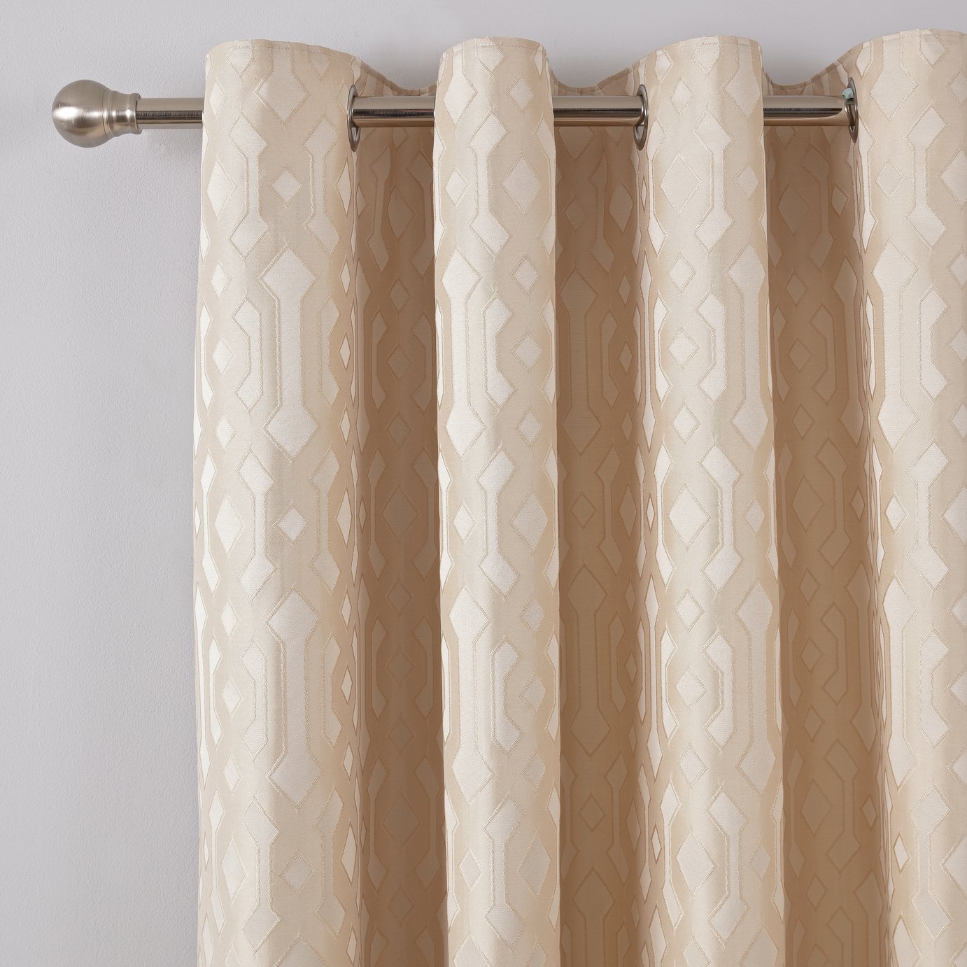 Argos Home Jacquard Geo Lined Eyelet Curtains - Champagne