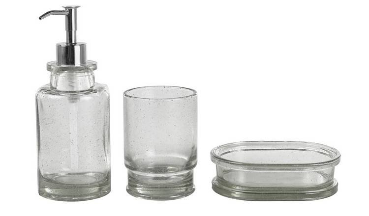 Argos Home Bubble Glass Bathroom Accessory Set - Grey