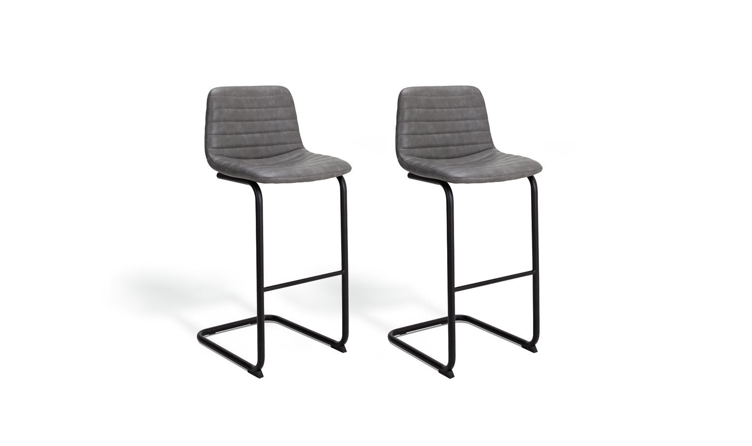 Argos Home Logan Pair of Faux Leather Bar Stools - Grey