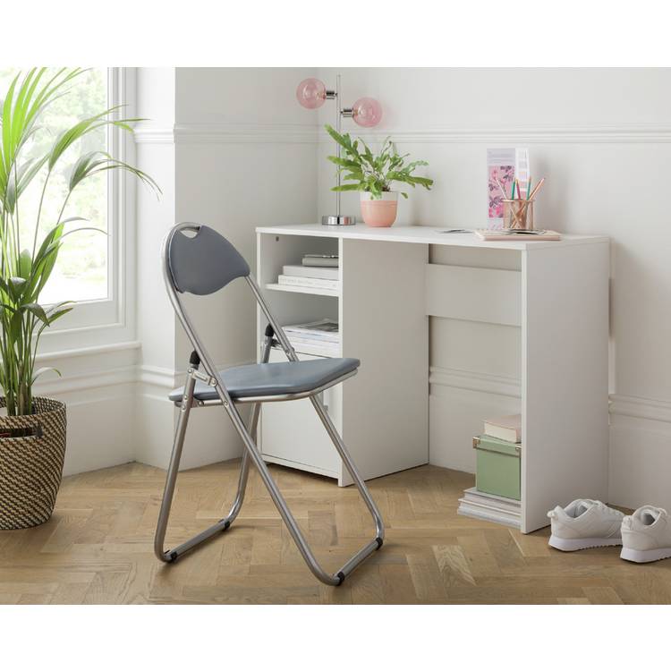 Argos Home Padded Faux Leather Folding Office Chair - Grey 0