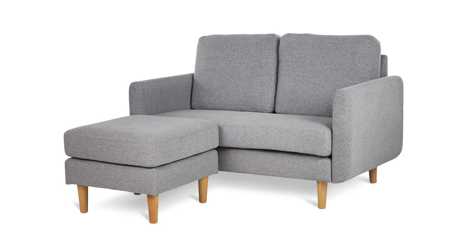 Habitat Remi Fabric 2 Seater Chaise Sofa in a box-Light Grey