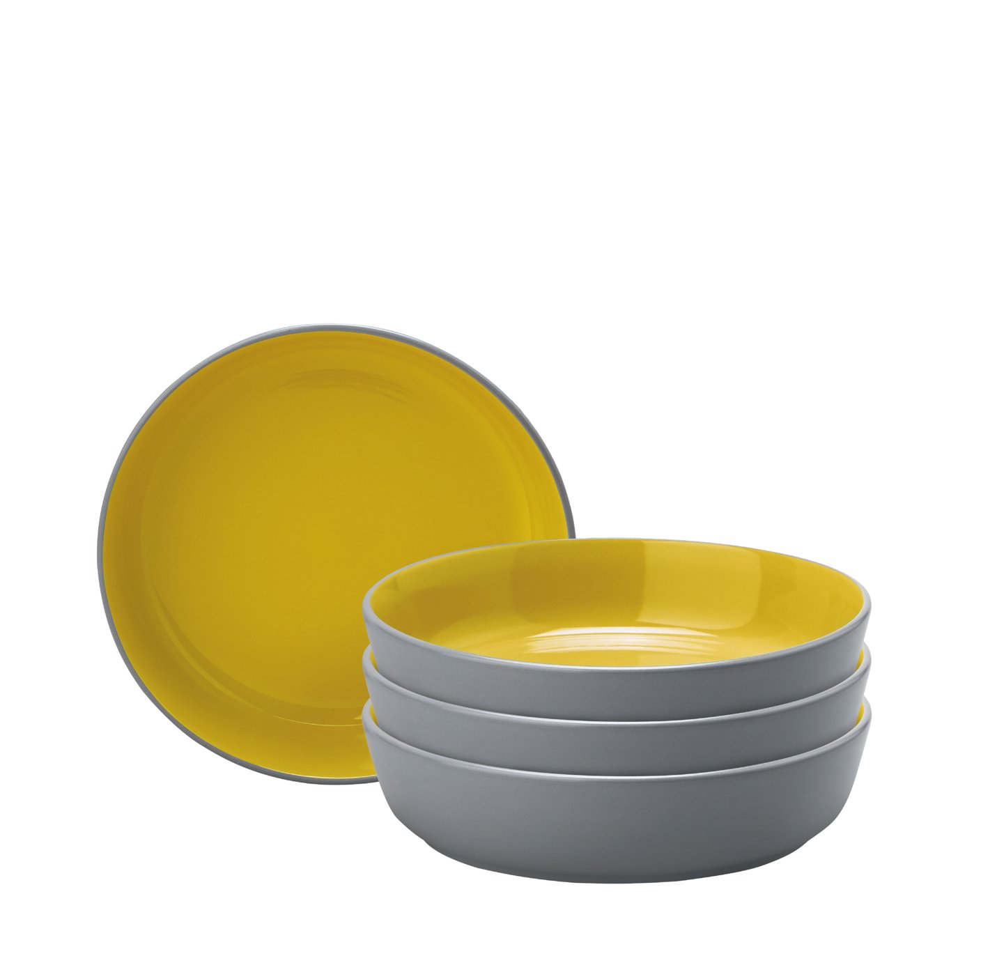 Argos Home Set of 4 Two Tone Pasta Bowls - Yellow & Grey