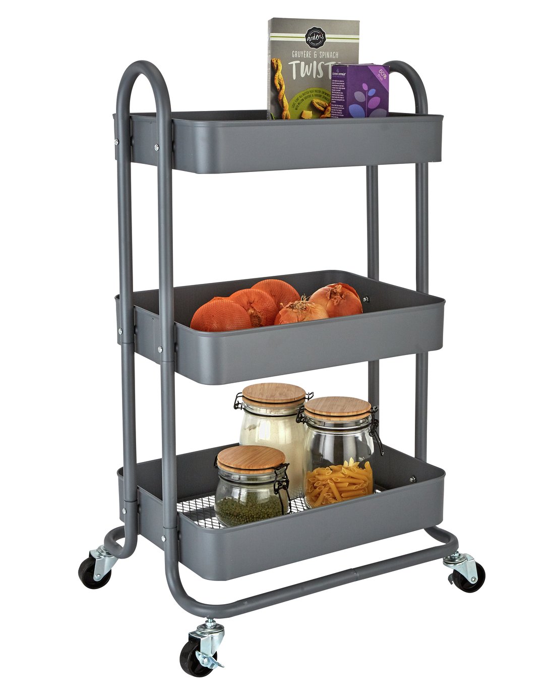 Argos Home 3 Tier Metal Trolley - Grey