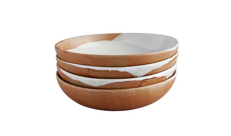 Habitat Elzora 4 Piece Stoneware Pasta Bowls - White