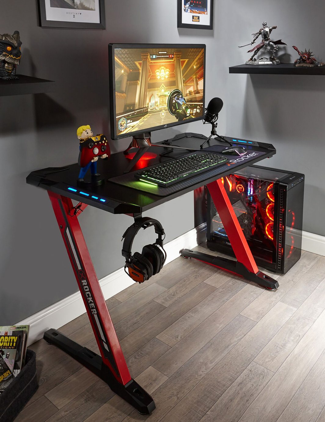 X Rocker Jaguar eSports Gaming Desk Blue LED Edge Lighting Reviews
