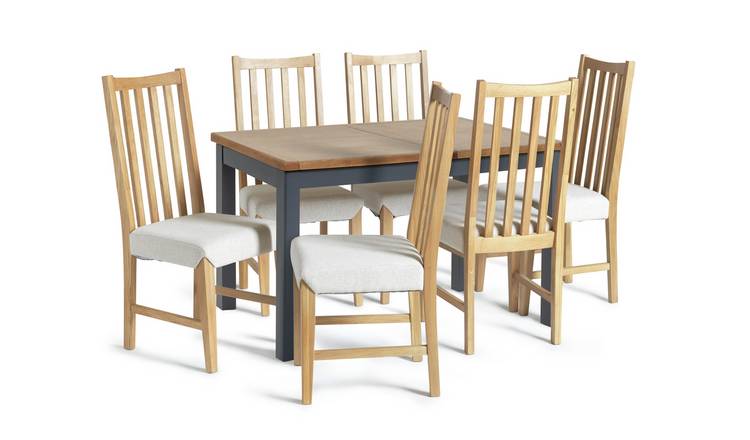 Habitat Kent Wood Veneer Dining Table & 6 Rosmond Oak Chairs