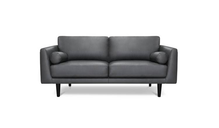 Habitat Jackson 3 Seater Leather Sofa - Grey