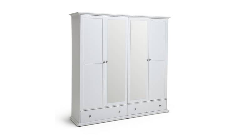 Buy Argos Home Heathland 4 Door 2 Drawer Mirror Wardrobe White Wardrobes Argos