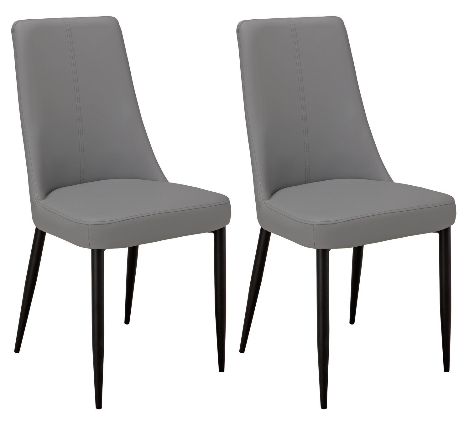 Argos Home Isla Pair of Faux Leather Dining Chairs - Grey
