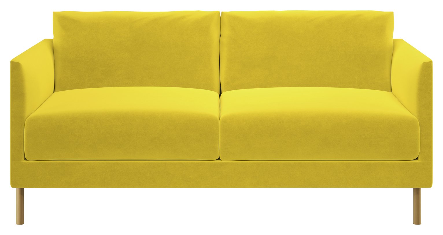 Habitat Hyde 2 Seater Velvet Sofa - Yellow