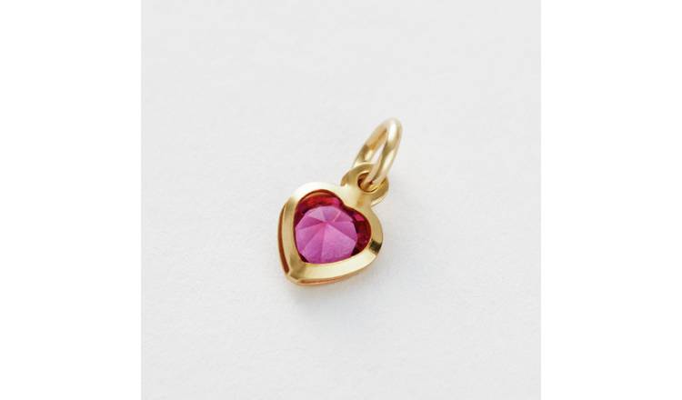 Revere Yellow Gold Plated 925 Sterling Silver Pink Stone Heart Charm