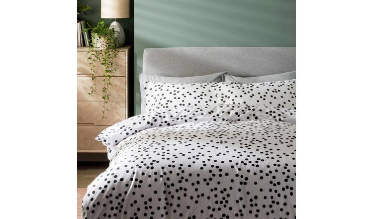 Buy Habitat Cotton Dot Penny White & Black Bedding Set - Double | Duvet ...