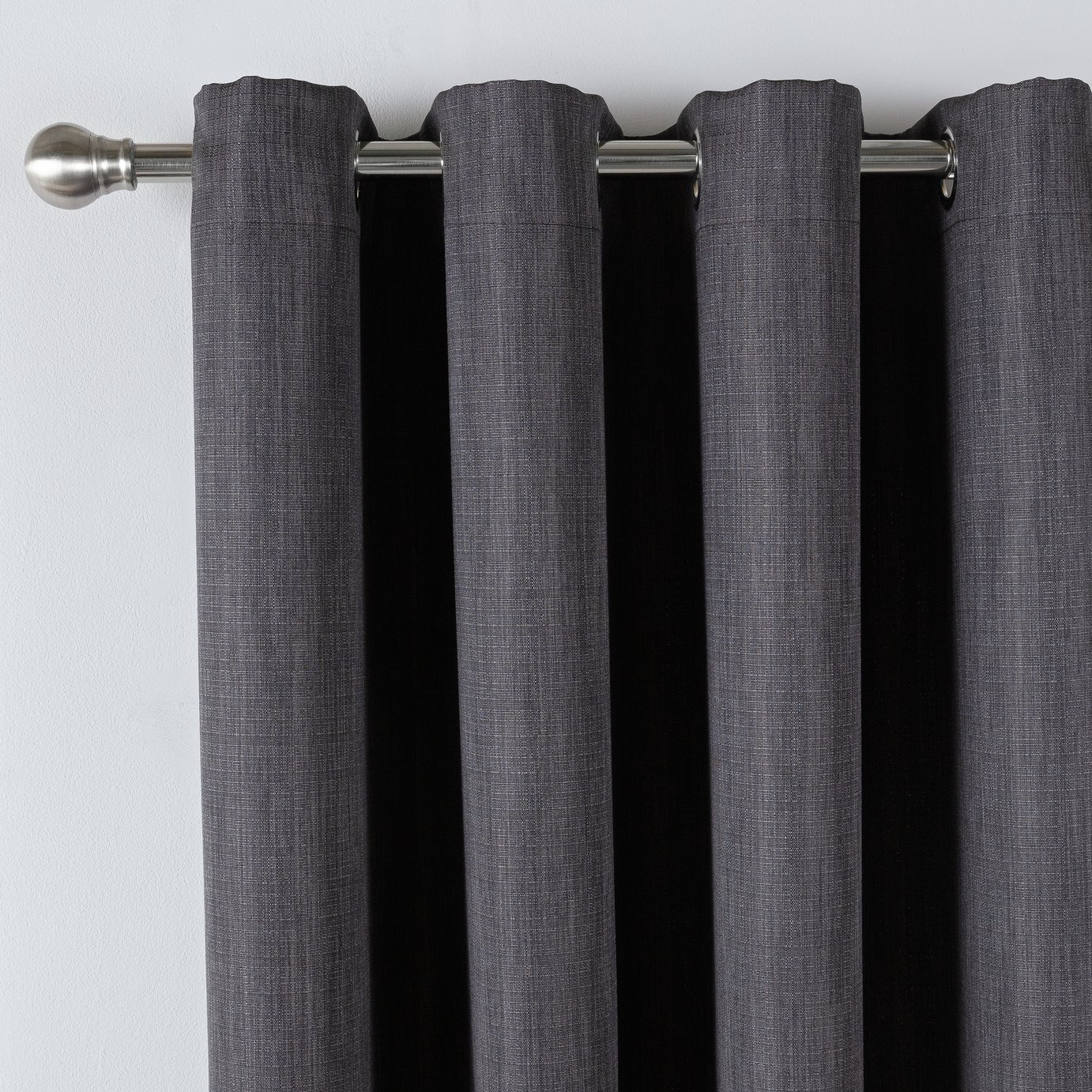 Argos Home Linen Look Eyelet Curtains - Black