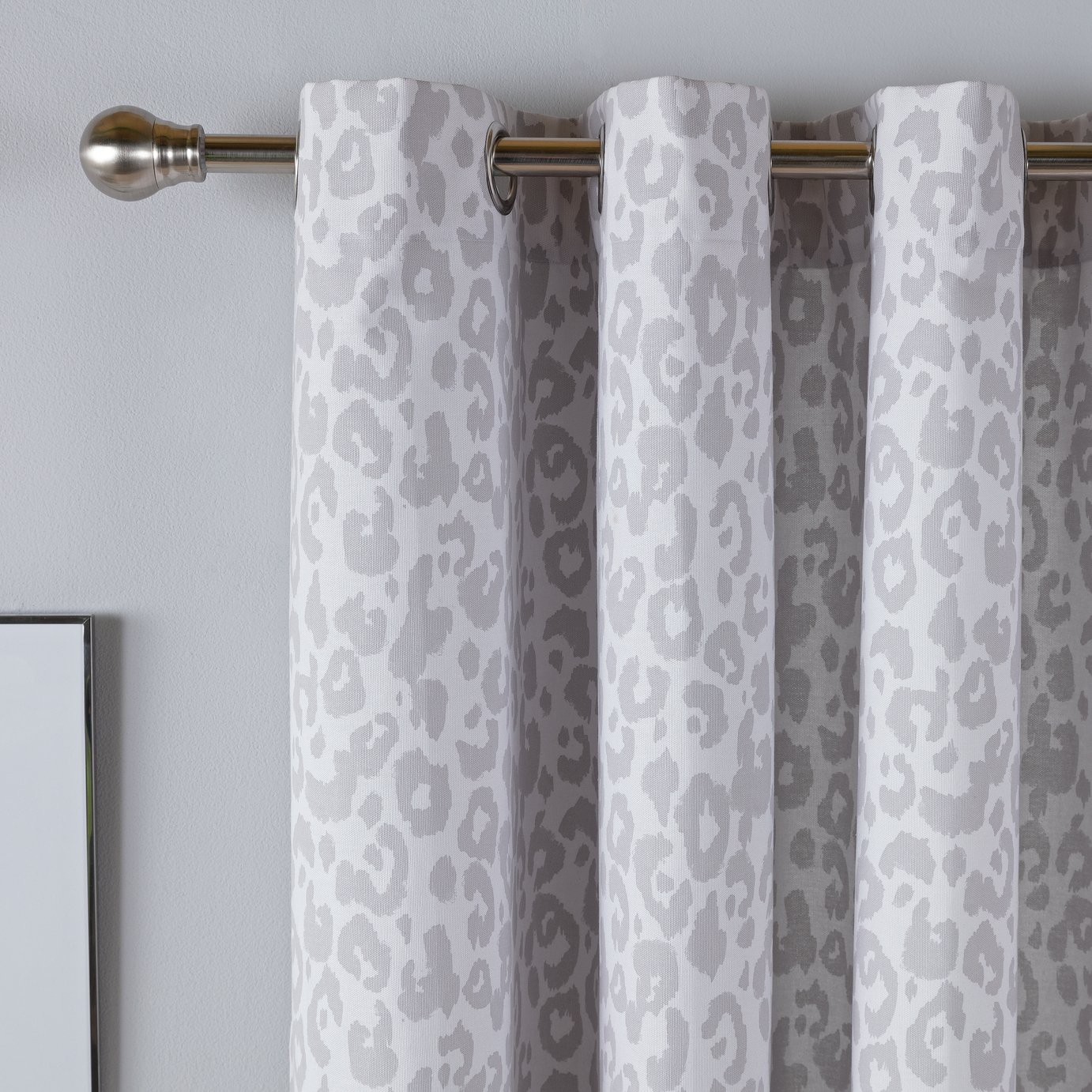 Argos Home Leopard Print Lined Eyelet Curtains - Grey