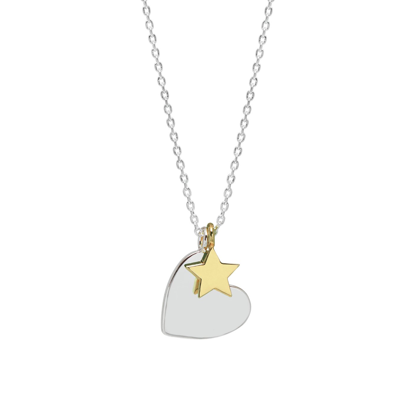Amelia Grace Gold Star and Silver Heart Pendant Necklace